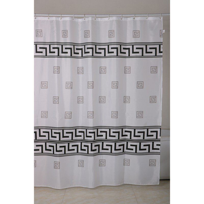 Душ завеса за баня 180х200 см бяло и черно INTER CERAMIC