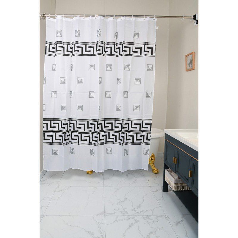 Душ завеса за баня 180х200 см бяло и черно INTER CERAMIC - Thumbnail 2