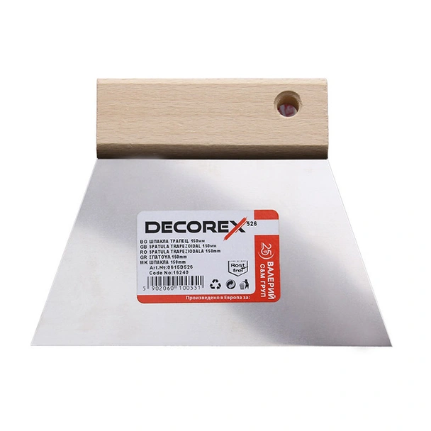 Трапецовидна шпакла с дървена дръжка 150мм DECOREX