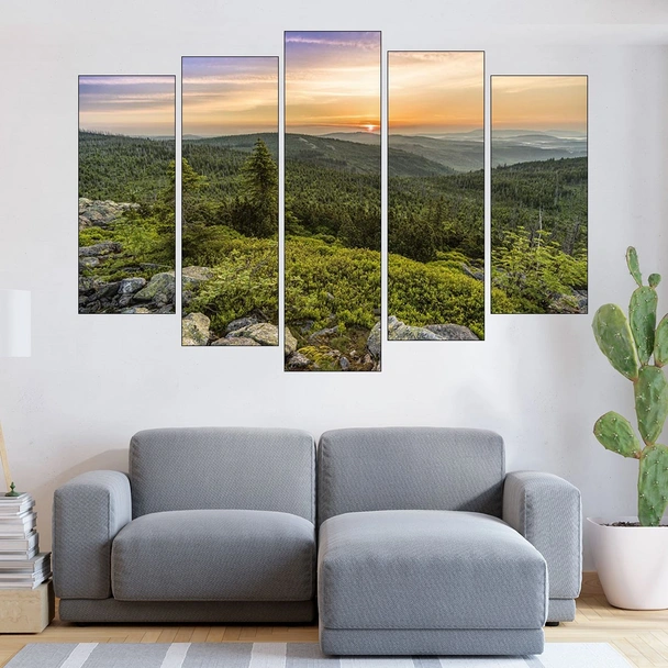 Красив планински изгрев - картина пано за стена - Image 3