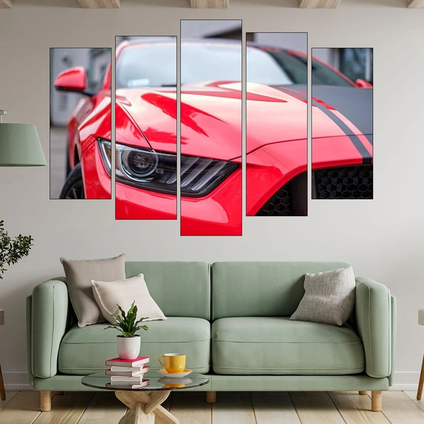 Червенa кола - MUSTANG GT - картина пано за стена - Image 3