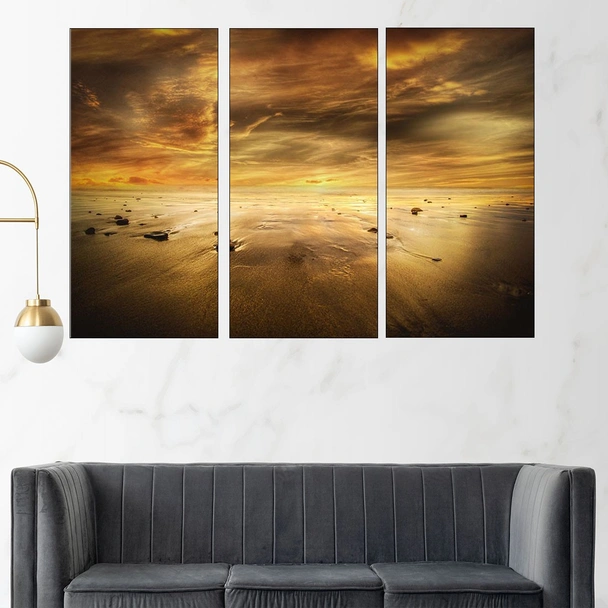 Златист залез на плажа - картина пано за стена - Image 2