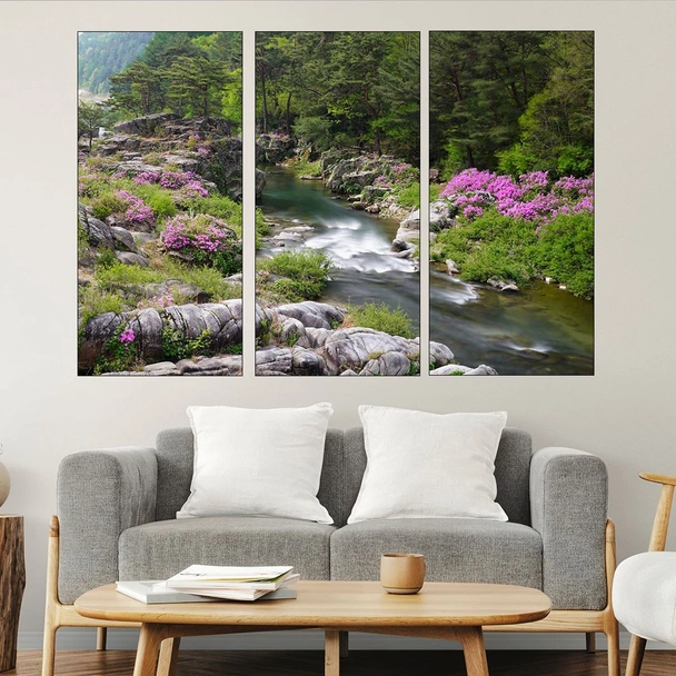 Река в корейска гора - картина пано за стена - Image 2