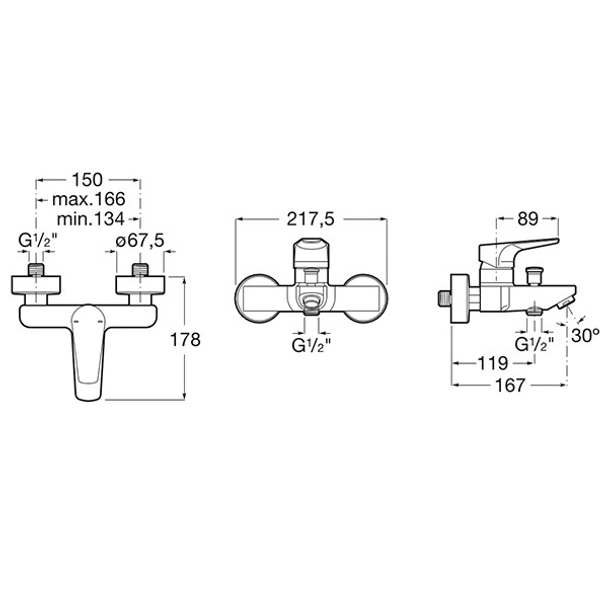 Стенен смесител за вана и душ Atlas ROCA - Image 2
