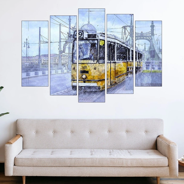 Илюстрация трамвай в Будапеща - картина пано за стена - Image 3