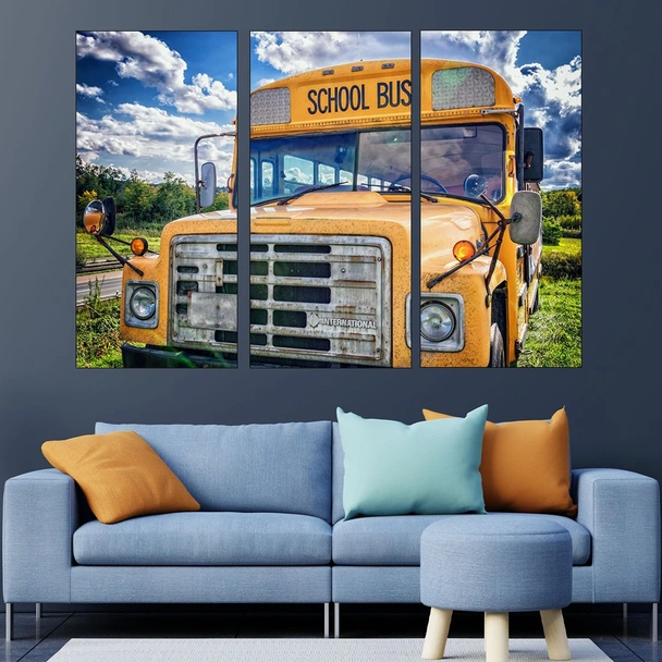 Изоставен училищен автобус - картина пано за стена - Image 2