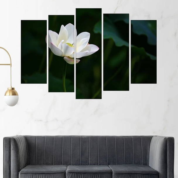 Цъфнал бял лотос - картина пано за стена - Image 3