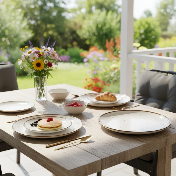 Порцеланов сервиз за хранене 24 части Кафяви пръски TOPRAKSAN - Image 2