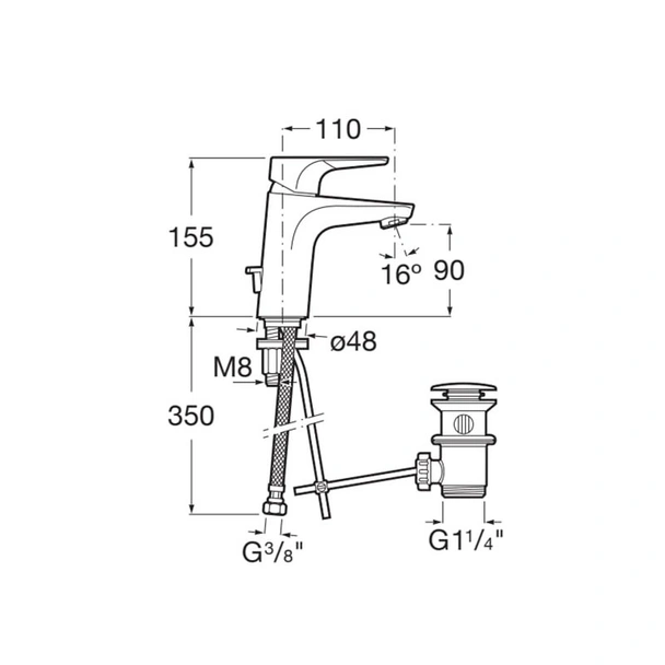 Смесител за баня с автоматичен изпразнител Atlas ROCA (мостра) - Image 2