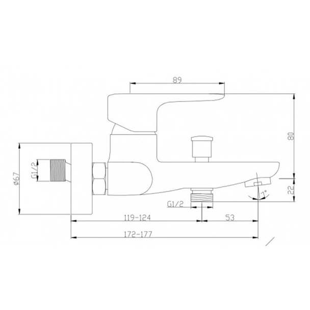 Смесител за вана/душ Life Black черен CASCADA - Image 2