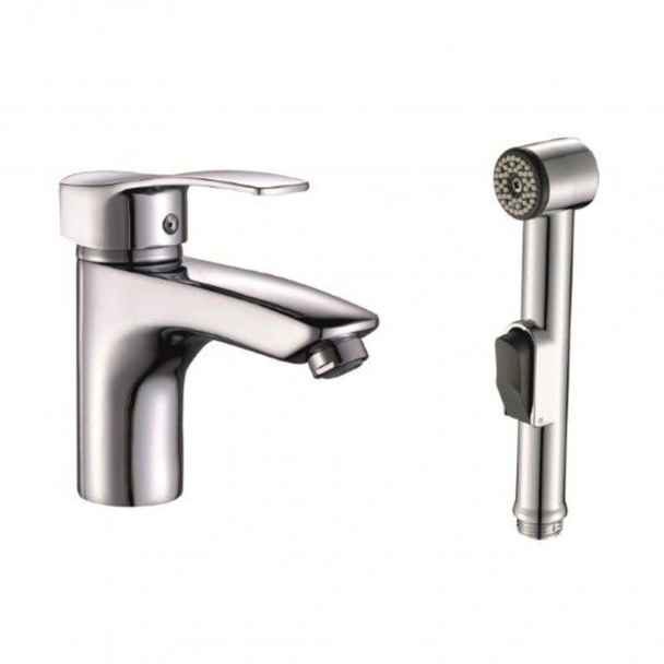 Стоящ смесител за баня с бидетна слушалка Quadrat INTER CERAMIC