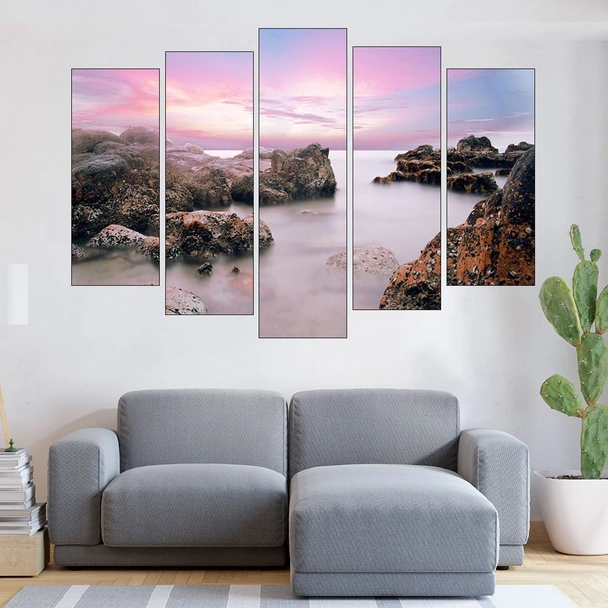 Мъгла над скалист плаж - картина пано за стена - Image 3