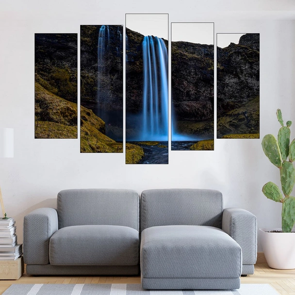 Живописен водопад в Исландия - картина пано за стена - Image 3