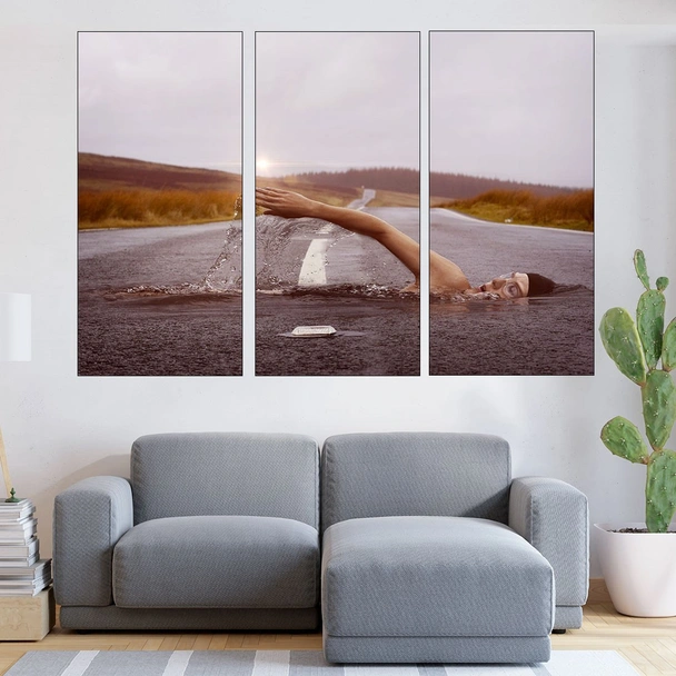Плувец на пътя - абстракция - картина пано за стена - Image 2