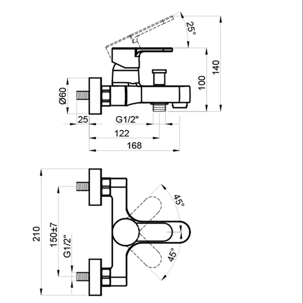 Стенен смесител за вана/душ Roma FORMA VITA - Image 2