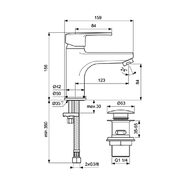Стоящ смесител за баня Grande с Click изпразнител Calista Vidima - Image 2