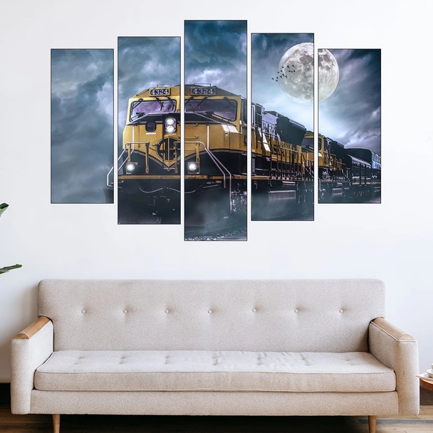 Влак и луна - картина пано за стена - Image 3