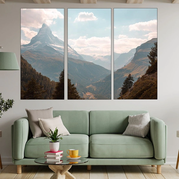 Изглед към връх Матерхорн - картина пано за стена - Image 2