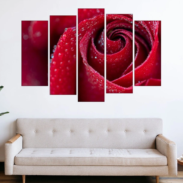 Роса по червена роза - картина пано за стена - Image 3