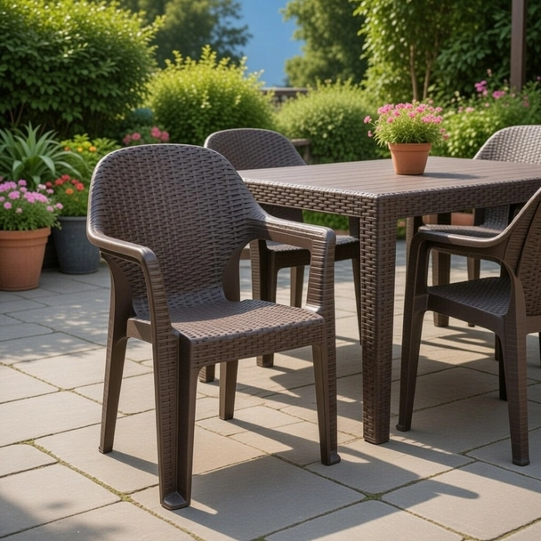 Градински стол PVC кафяв Polo MEVSIM