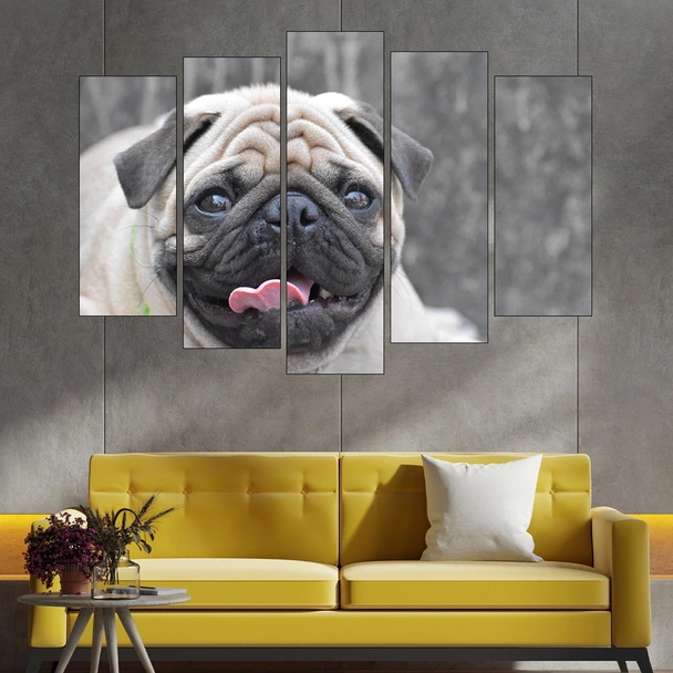 Потрет на куче мопс - картина пано за стена - Image 3