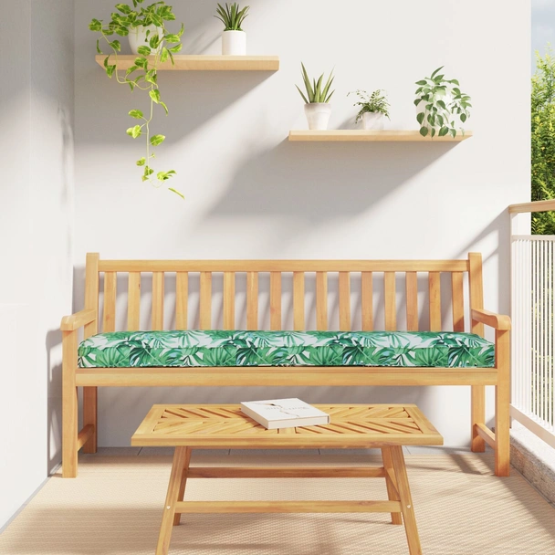 Възглавници за палети за пейки 2 бр Шаблон с листа 200x40x8 см Полиестер - VL42001736 - Image 3