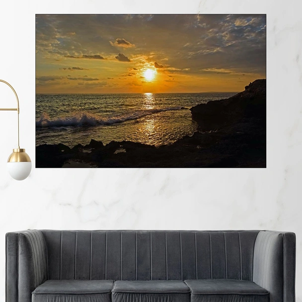 Залез над морски пейзаж - картина пано за стена