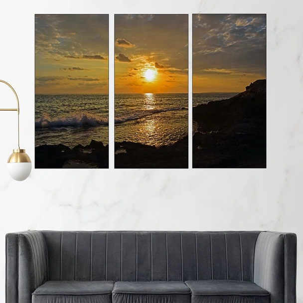 Залез над морски пейзаж - картина пано за стена - Image 2