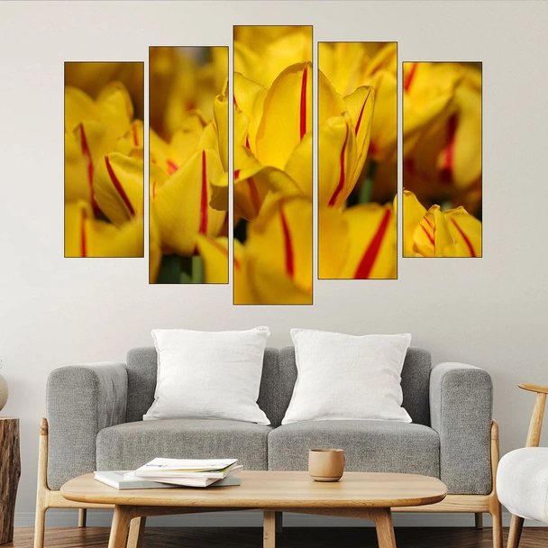 Жълти лалета в близък план - картина пано за стена - Image 3