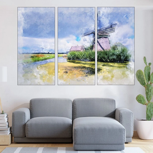 Акварел на вятърна мелница - картина пано за стена - Image 2