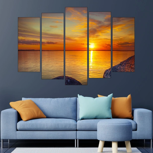 Ефектен залез над езерото - картина пано за стена - Image 3