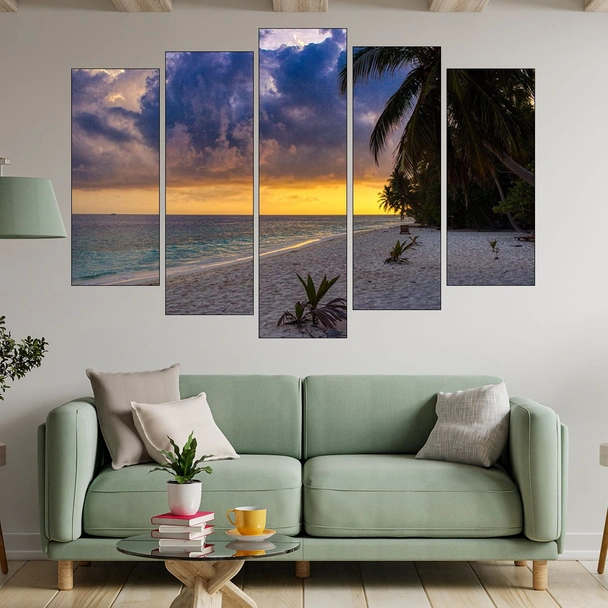 Самотен плаж в тропиците - картина пано за стена - Image 3