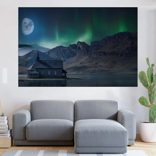 Изглед на северното сияние - картина пано за стена