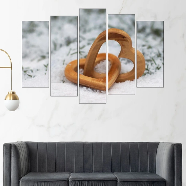 Съединени дървени сърца - картина пано за стена - Image 3