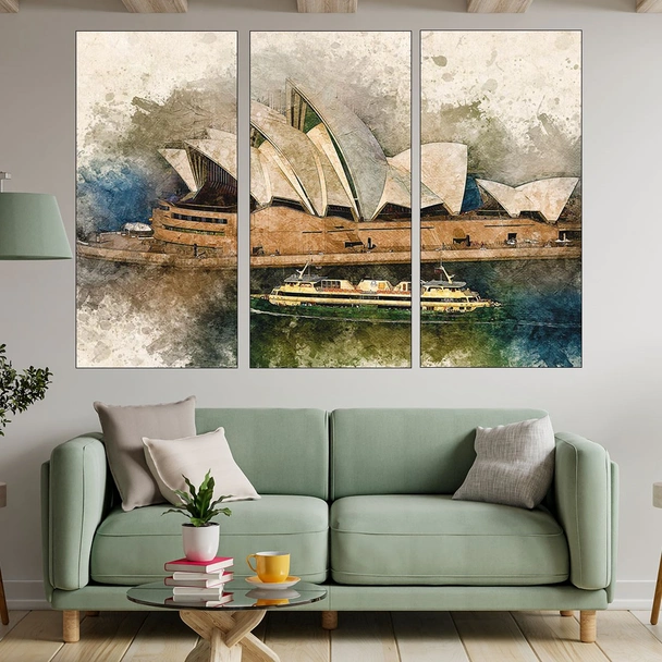 Акварел на операта в Сидни - картина пано за стена - Image 2