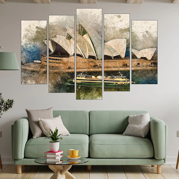 Акварел на операта в Сидни - картина пано за стена - Image 3