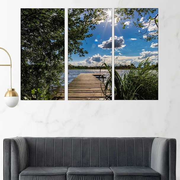 Дървен кей в езеро - картина пано за стена - Image 2