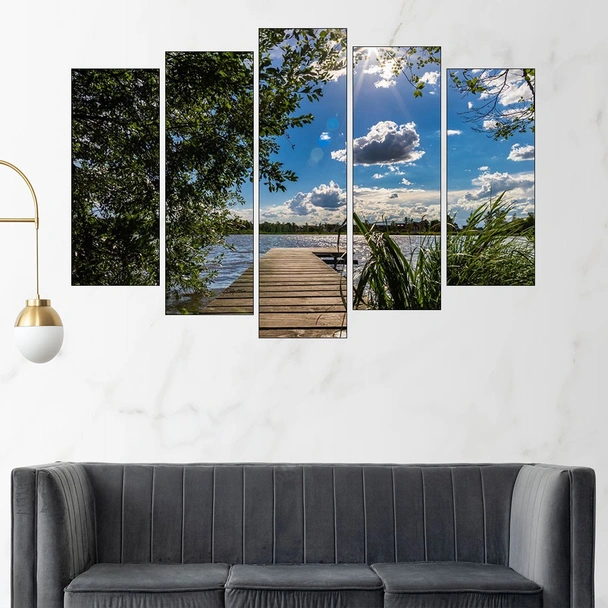 Дървен кей в езеро - картина пано за стена - Image 3