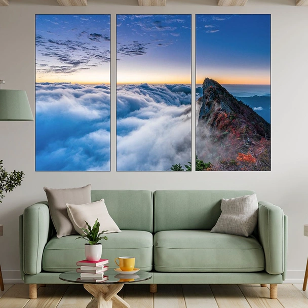 Самотен връх в облаците - картина пано за стена - Image 2
