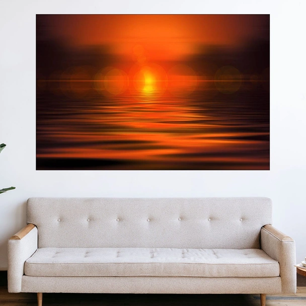 Красив залез над спокойни води - картина пано за стена