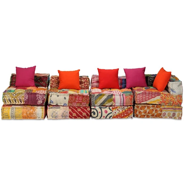 4-местен модулен пуф, пачуърк, текстил - Image 3