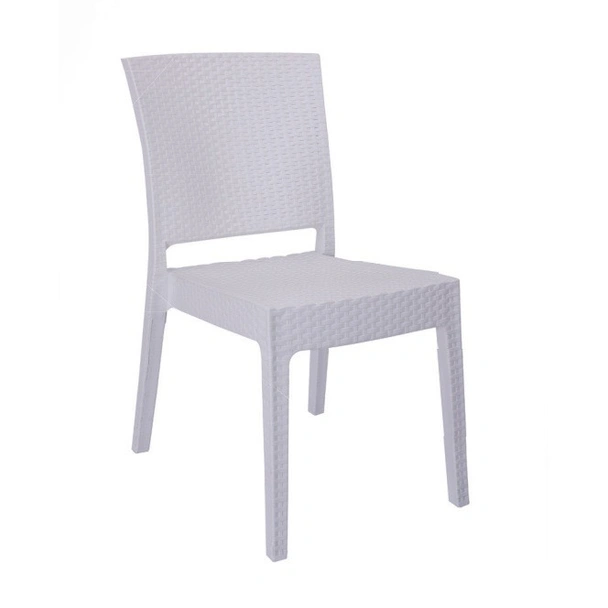 Градински стол без подлакътници бял Zeugma Rattan MEVSIM - Image 2