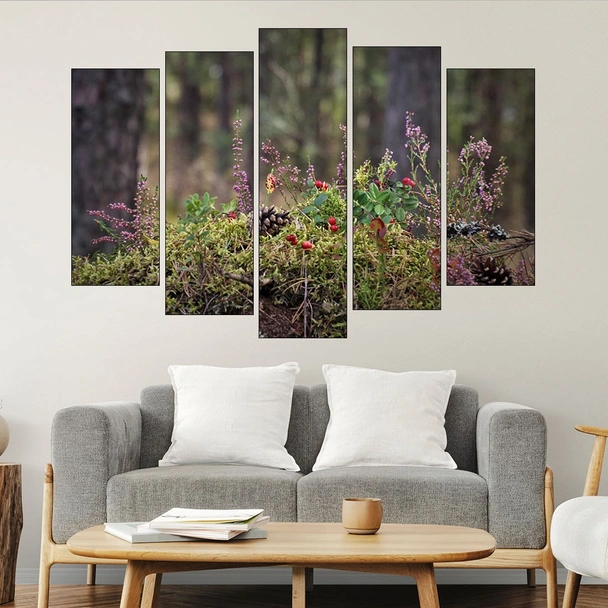 Декорация от горски треви и шишарка - картина пано за стена - Image 3