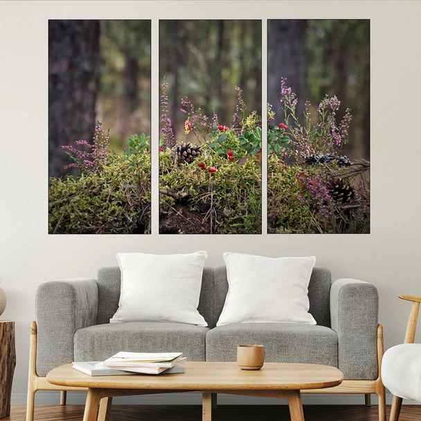 Декорация от горски треви и шишарка - картина пано за стена - Image 2