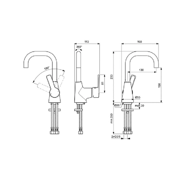 Стоящ смесител за баня с висок тръбен чучур Calista - Vidima - Image 2