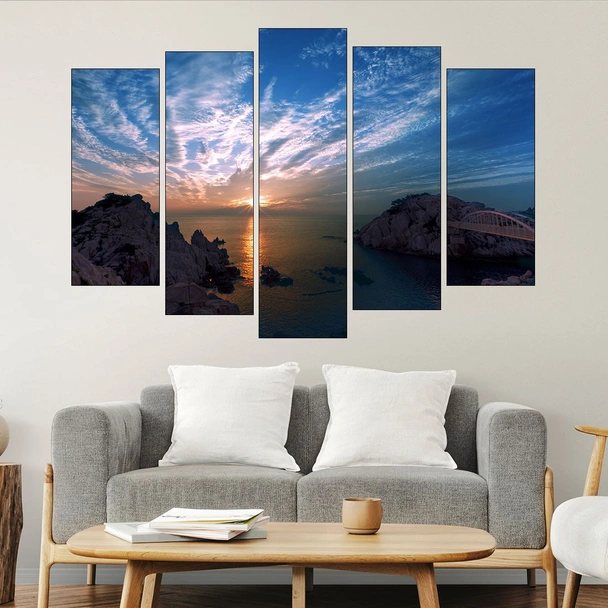 Изгрев над морски скали - картина пано за стена - Image 3