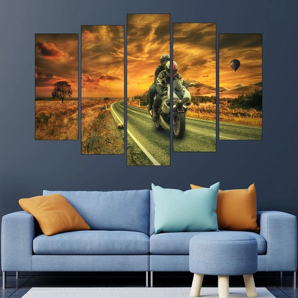 Моторни ездачи по залез - картина пано за стена - Image 3