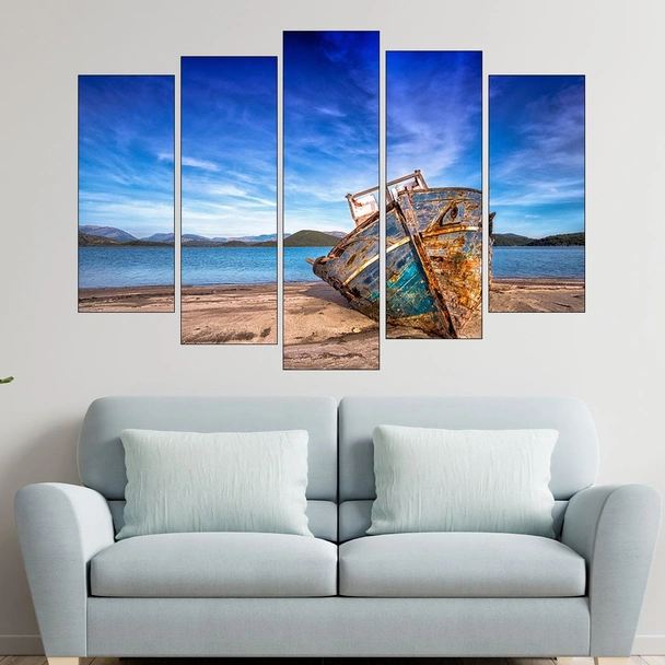 Отломки от лодка на брега - картина пано за стена - Image 3