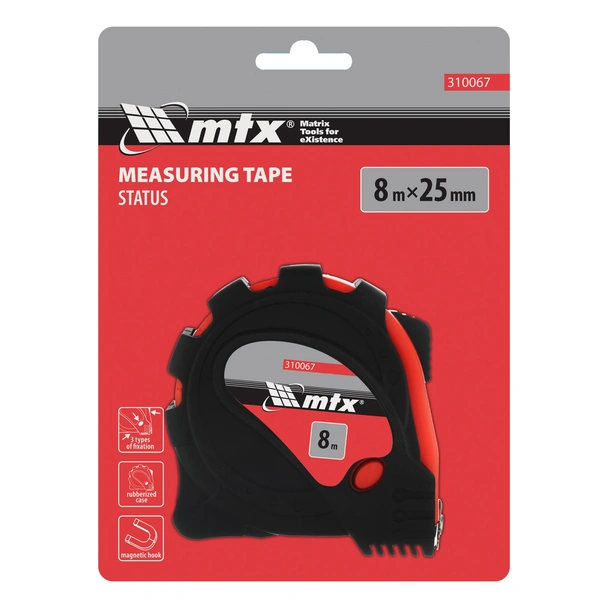 Ролетка с магнитен накрайник 8 м x 25 мм Status MTX - Image 6