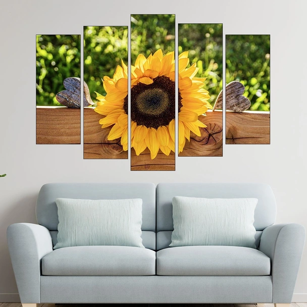 Слънчоглед и сърца - картина пано за стена - Image 3
